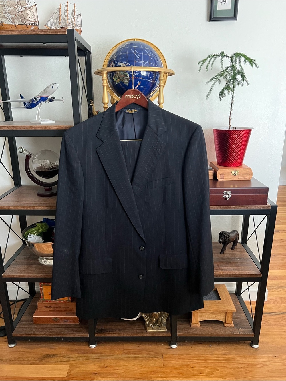 Brooks Brothers Dark Navy Pinstripe Two-Button Suit Jacket with suit pants